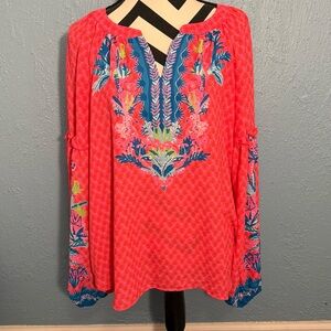 Lilly Pulitzer Zaid Long Sleeve Top in Ruby Red Herd You Coming
